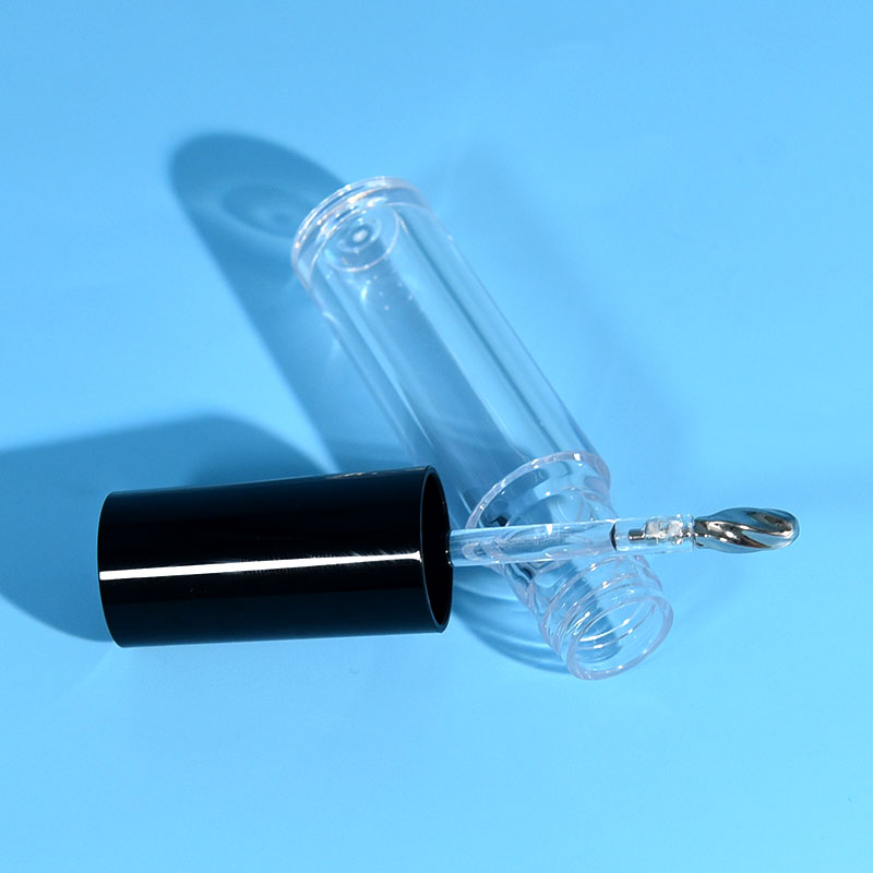 可定制5ml鋅合金唇彩管pet環(huán)保材質帶橢圓形螺旋金屬刷頭唇釉空管
